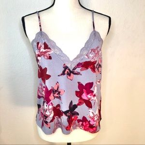 Express Purple Floral Lace Camisole Size Medium